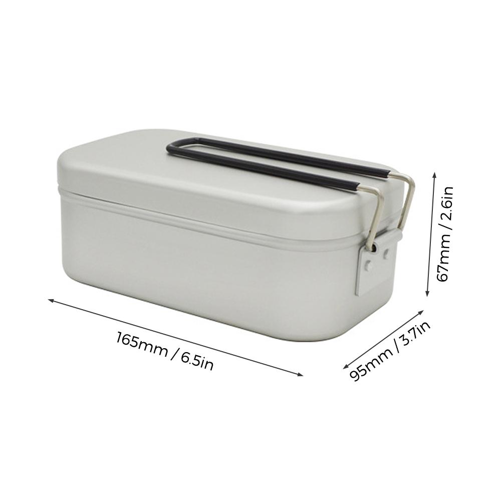 Camping Bento Box Tin Aluminum Alloy Camping Lunch Box Container with Foldable Handle for Outdoor Camping Hiking Backpacking Traveling