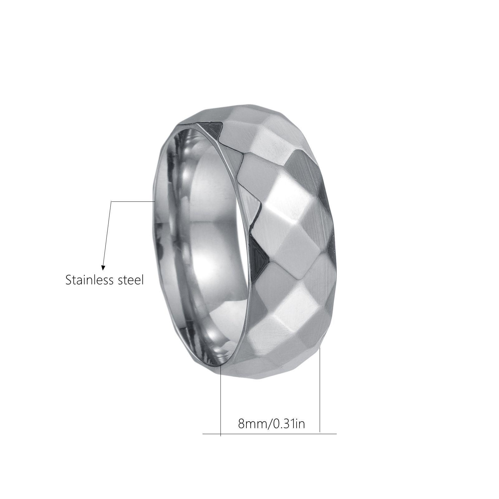 

Мужское свадебное кольцо с бриллиантами шириной 8 мм и прочным гальваническим покрытием Size 9 серебряный