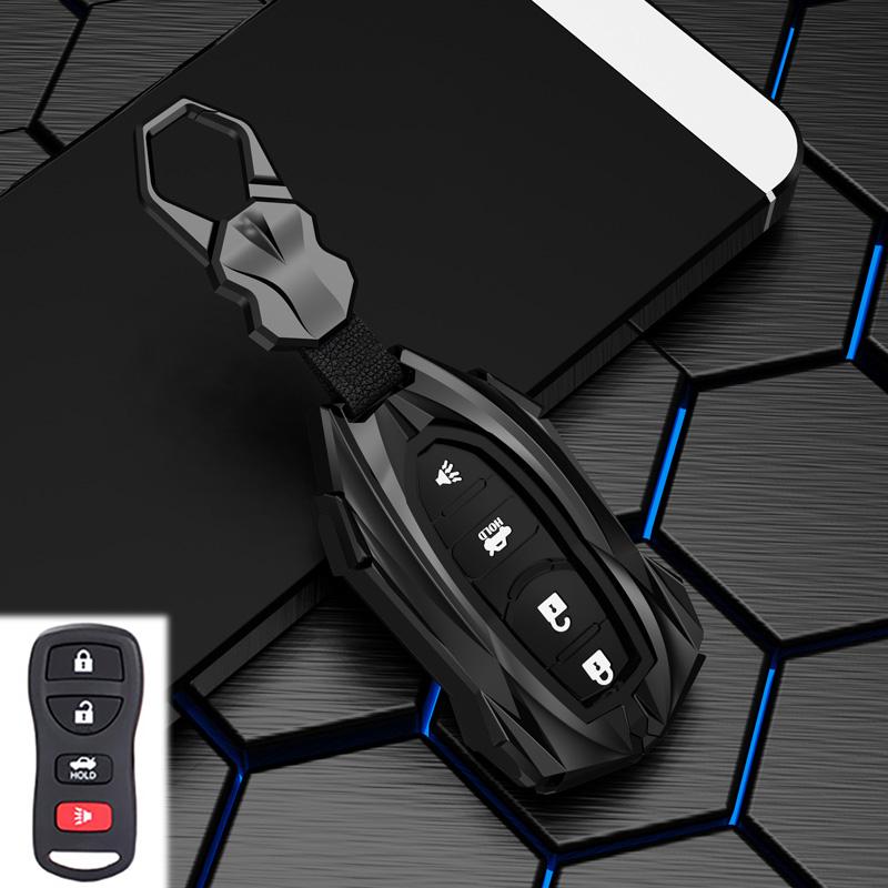 Zinc Alloy Car Key Cover For Nissan 350Z Maxima Sentra Armada Titan Kicks Murano Smart Remote Control Protect Case Keychain