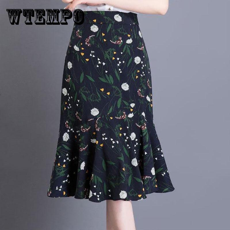 

Женские юбки Женская шифоновая юбка-русалка Летние повседневные юбки трапециевидной формы с высокой талией Свободная юбка на молнии с цветочным принтом