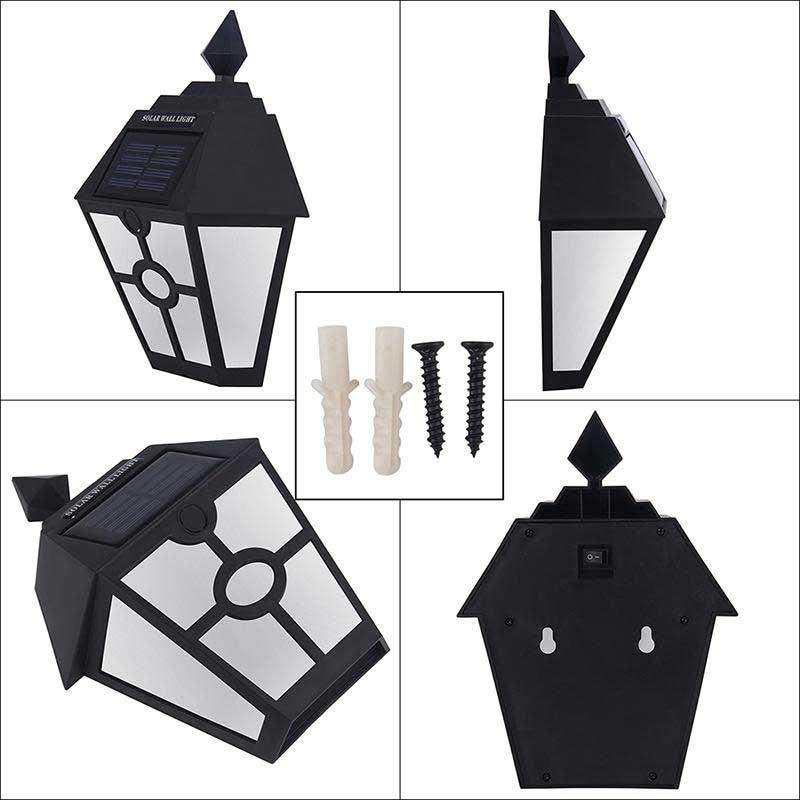 Solar Lights for Wall Porch Garden Fence Powered Outdoor Patio Deck Yard Light Sensor Auto On/Off