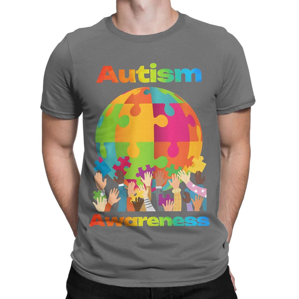 Awareness Rainbow World Puzzle Funny Graphic 100 Cotton Tshirt Autism Tops Tees For Unisex