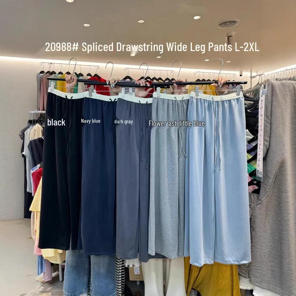 Women's 20988 High Waist Korean Style Plus Size Wide-Leg Summer Pants