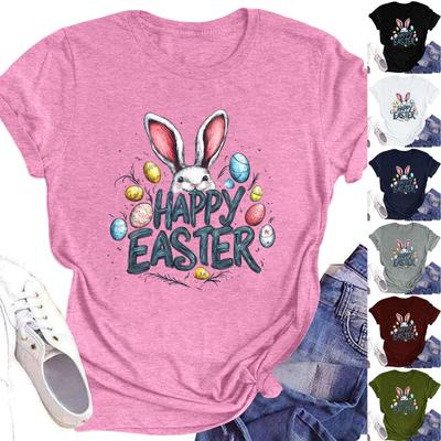 Women's Top Round Neck Casual Printed Short-sleeved T-shirt Top