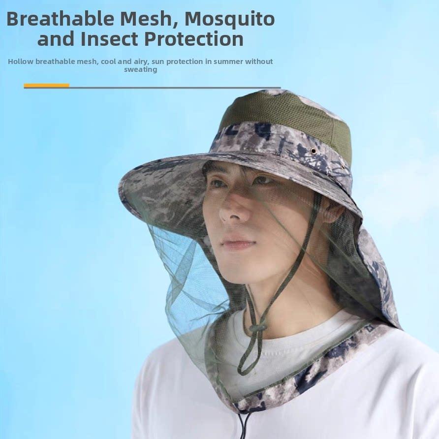 Outdoor Sun Protection Bucket Hat With Full Face Net, Anti-Mosquito Breathable Fishing Hat For Men Women