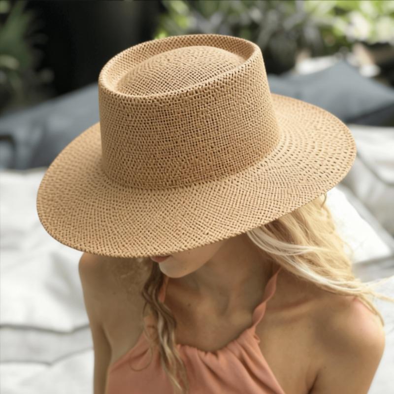 Summer New Classic Wide Brim Sun Hats Women Fashion Casual Versatile Casual Fedoras Hat Outdoor Sun Protection Panama Straw Hat