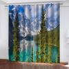 2PC Ocean Beach 3D Curtains Beautiful Landscape Pleasant Style Applicable Bedroom Balcony Living Room Kitchen Window Decor