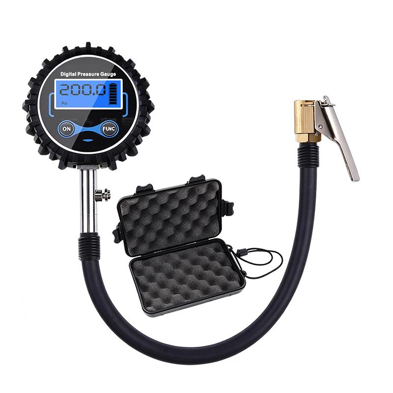 Digital Tire Air Prdigital Tire Air Pressure Gauge With Quick Clip Air Chuck Pressure Monitoring Tools Tester For Car Motorcycle