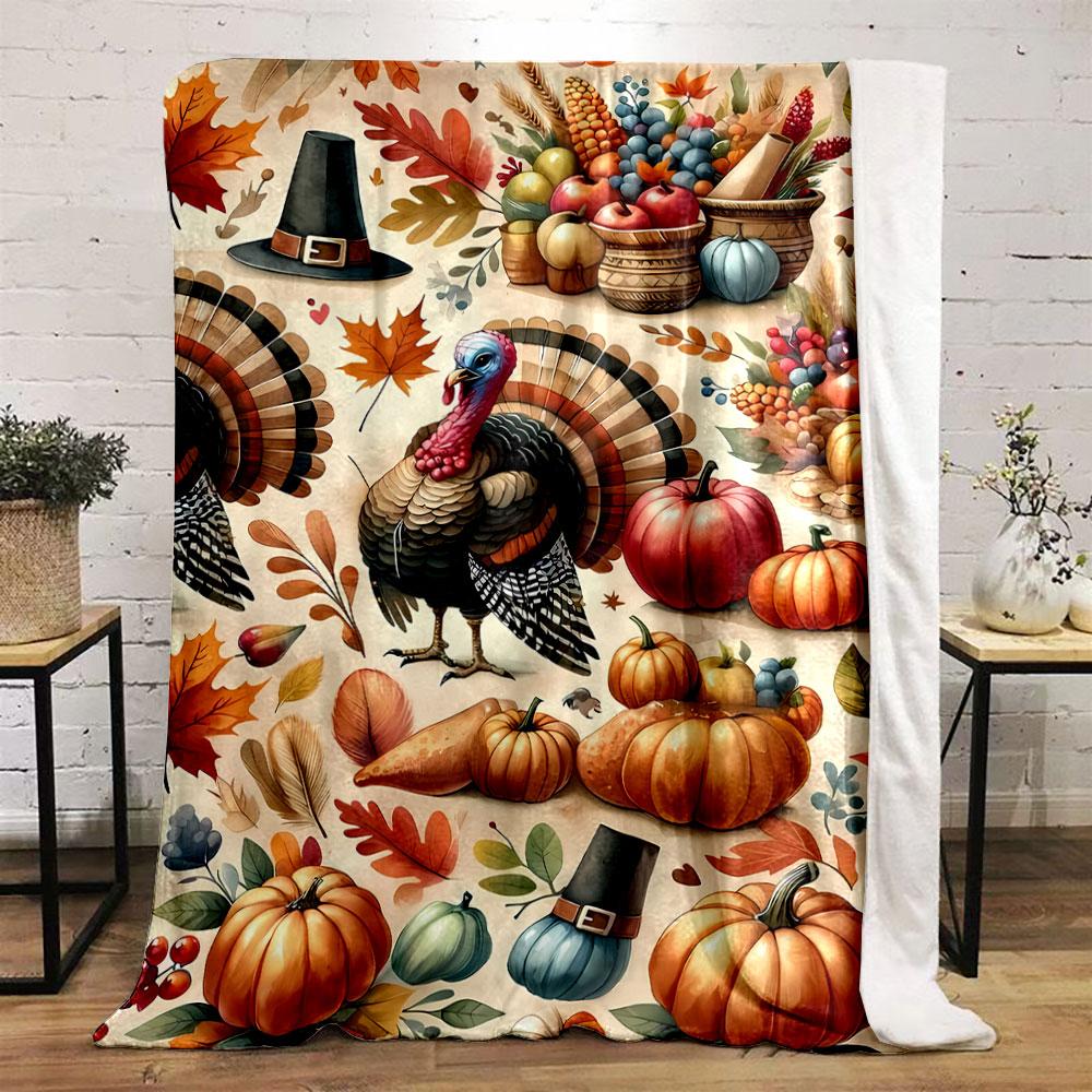 Thanksgiving Turkey Pumpkin Blanket bedroom Blanket for Livingroom Couch lunch break Soft throw for Friend's festival Gift