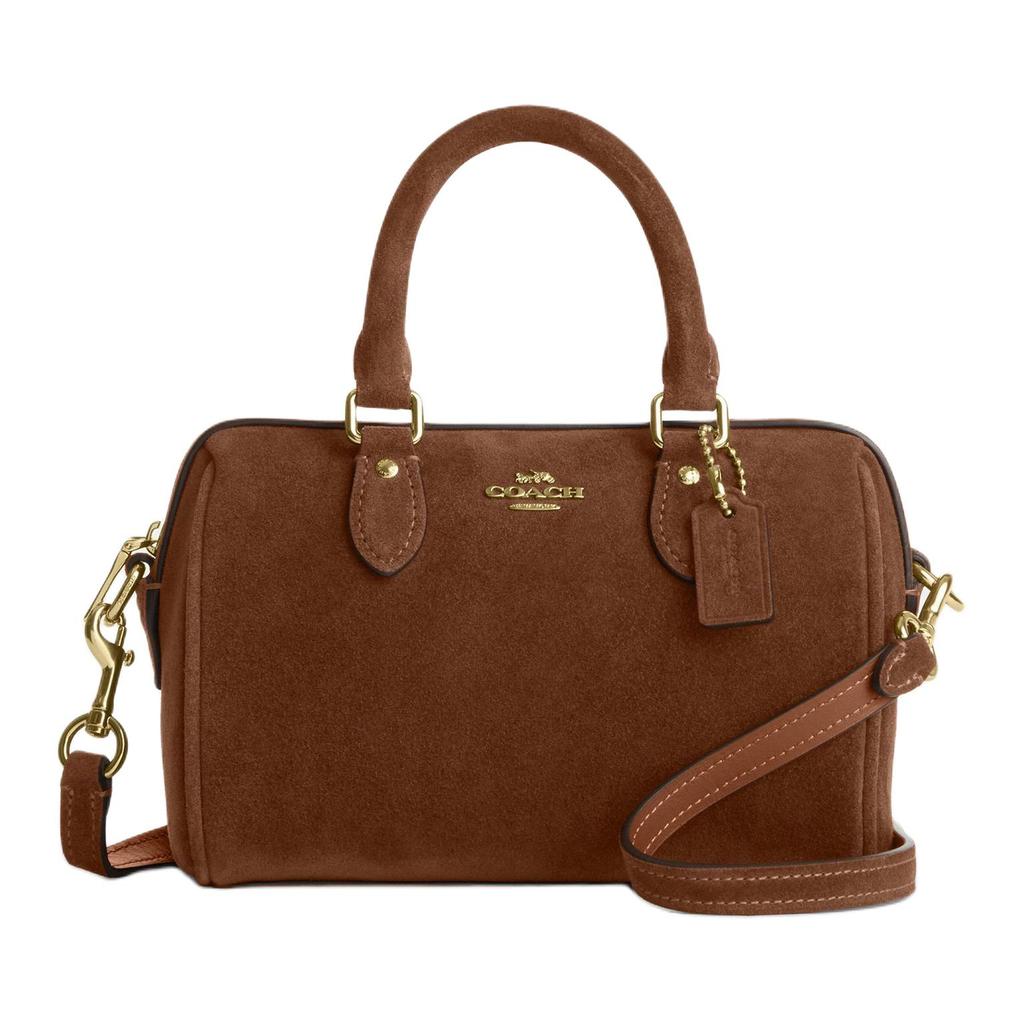 Coach Rowan 18 Classic Logo Print Suede Shoulder Crossbody Handbag Small Women Handbag Warm-Brown CEQ65-IMWBR