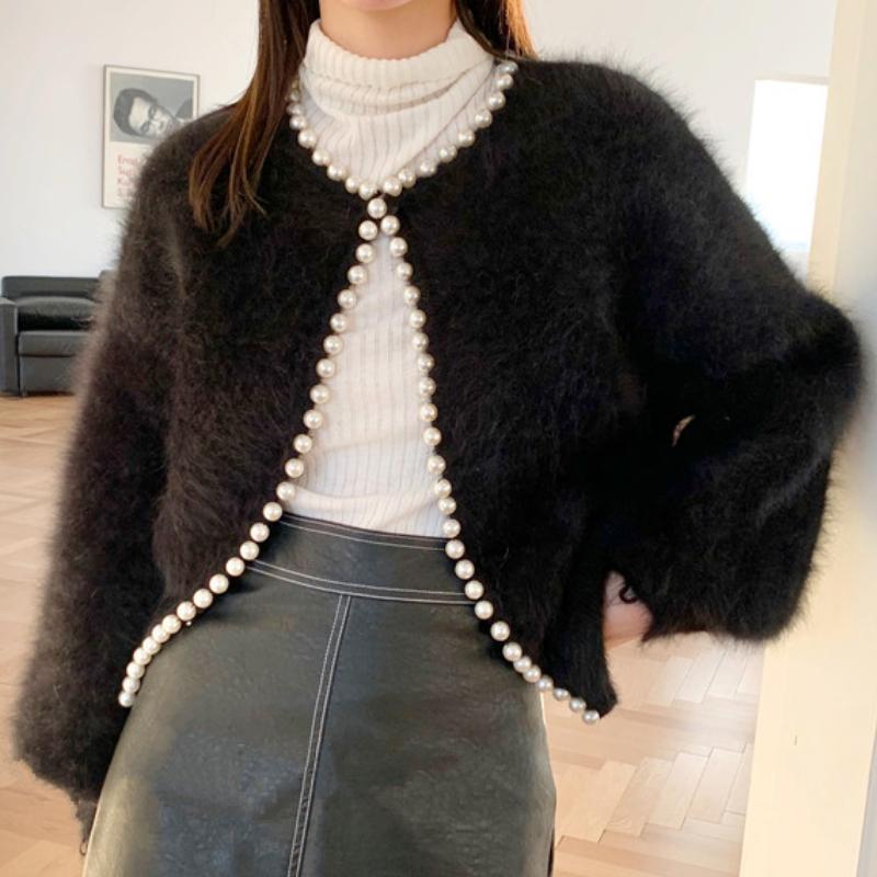 

GMXIA Джемпер Женское Пальто Осень Новый Темперамент Имитация Норки Вязаный Кардиган One size