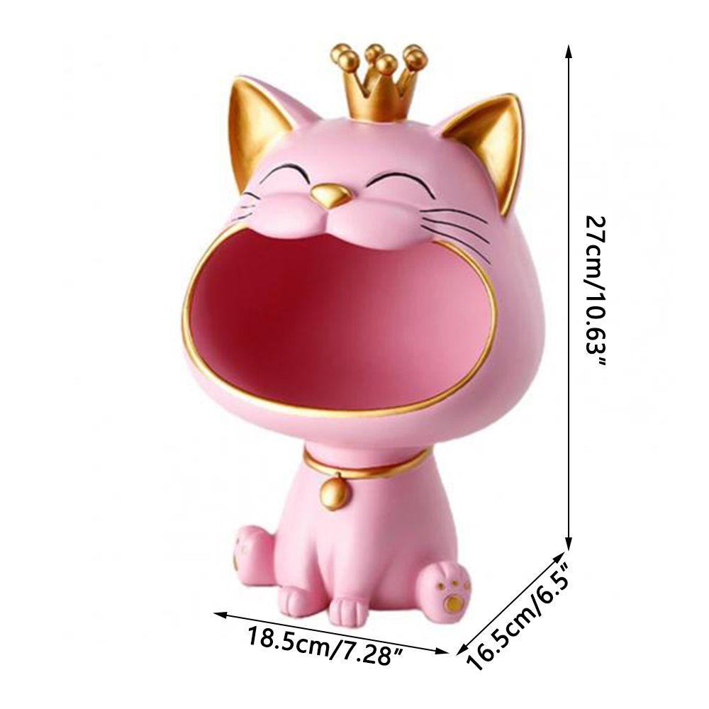 Dekorace stolku podnosu Úložné ozdoby Držák na klíče Kočičí socha Úložný prostor na šperky Soška kočky pro štěstí