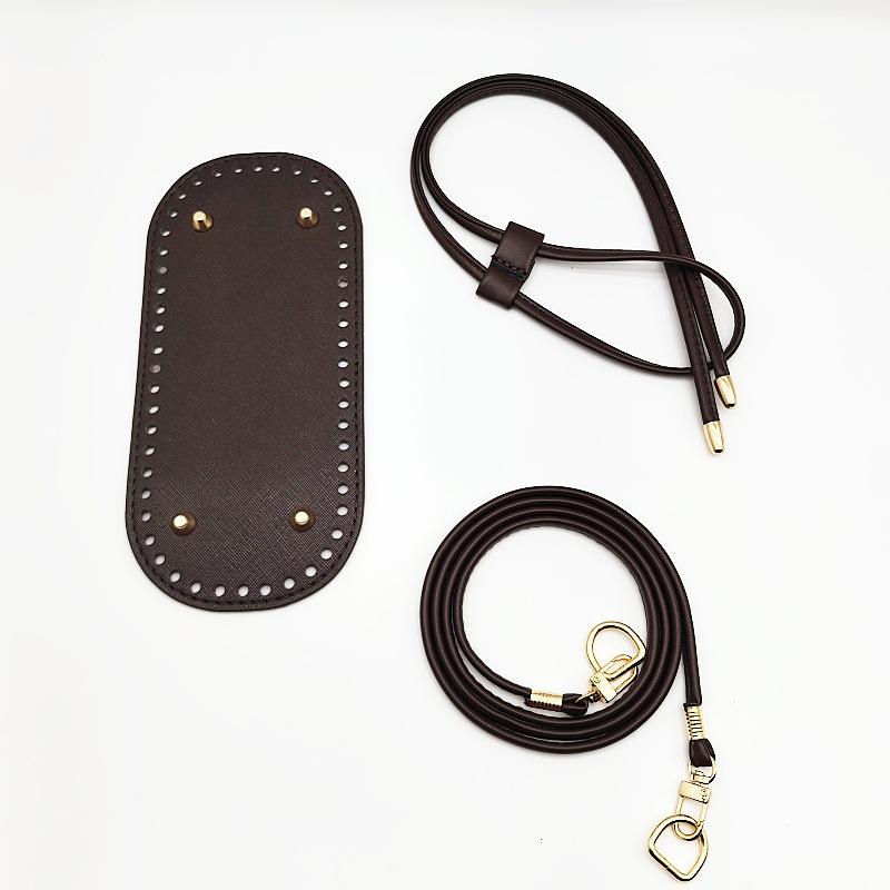 Crochet Handbag DIY Accessories Kit PU Leather Bag Base Shoulder Strap & Chain For Handmade Purse Making Supplies