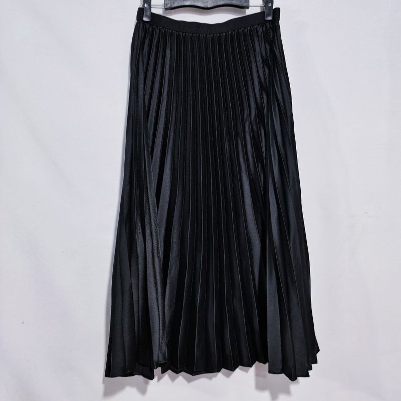 

Export Export French Brand Cut Label High Waist Pleated Skirt Organ Pleated Mid Length Long Length A- line Skirt Accessible Luxury All Year Round Black M
