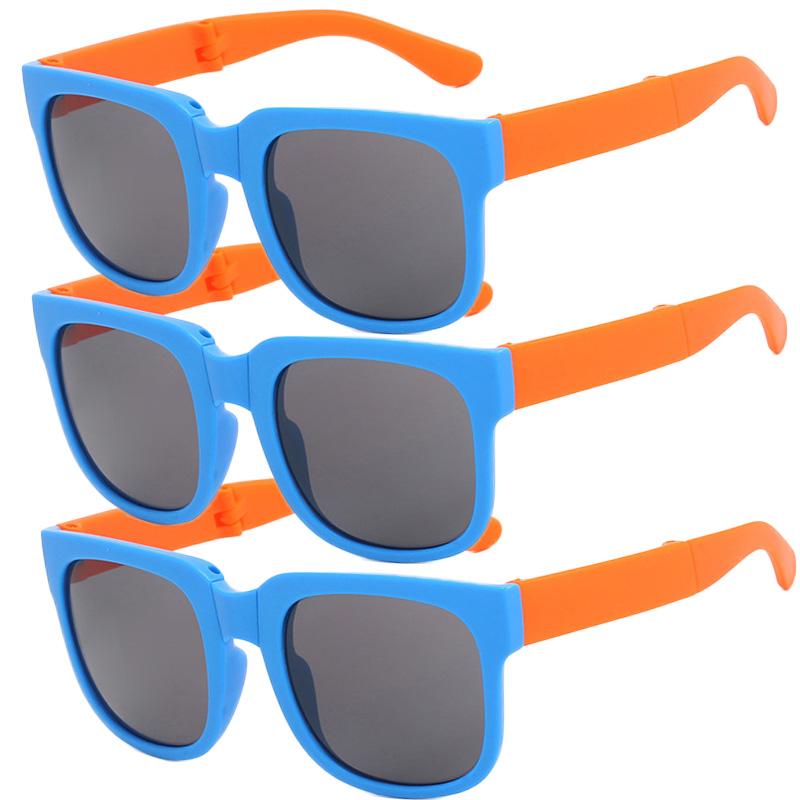 3PCS Foldable Pocket Sunglasses for Kids Boys Girls Outdoor Travel Goggle Shades Eyewear Square Frame UV Protection Sun Glasses