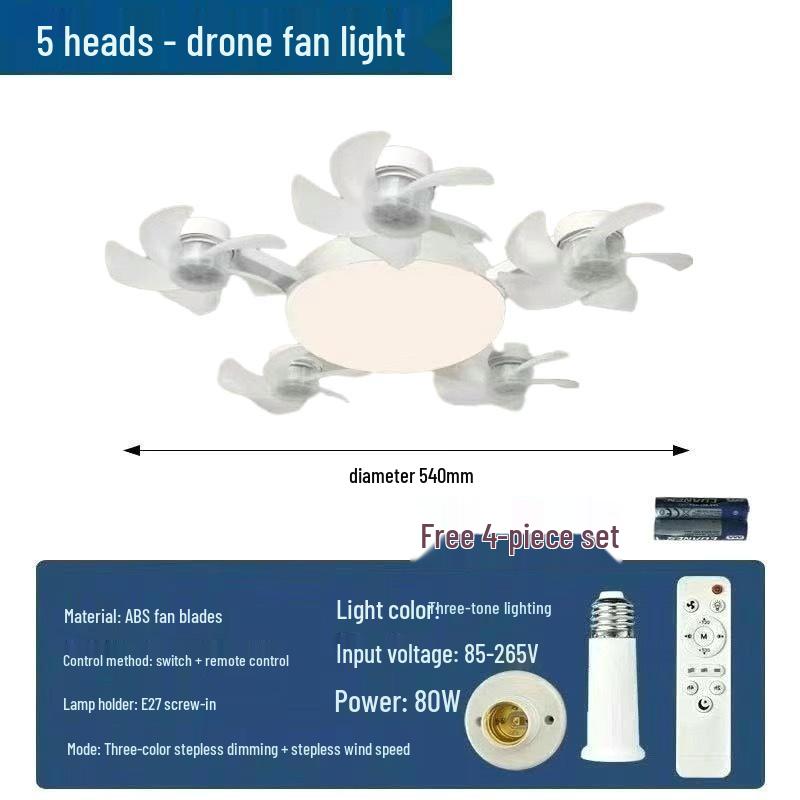Nordic Style Remote Control Ceiling Fan with Light - Variable Frequency, Strong Wind for Bedroom