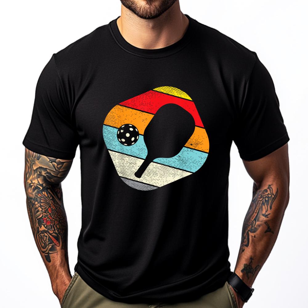 Pickleball Retro Pickle Ball Paddleball Sport Streetwear Man Clothes Graphic Tee Shirt Breathable Camiseta - Men s Summer Cot... S