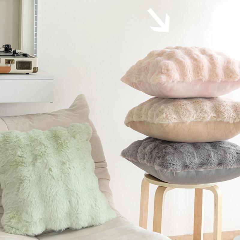 Weiche Kissenbezüge aus Kunstfell, 3D Weiche Plüsch-Kissenhülle aus Bubble-Samt zur Heimdekoration