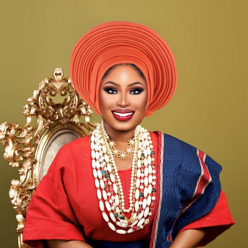 Nigeria Kopfbedeckungen Hochzeitsfeier Kopfschmuck Elegante Afrikanische Kopfbedeckung Turban Bereits Fertig Damen Auto Gele Damen Kopfwickel