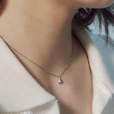 JUDY AND PAUL [925 Silver] Muse Simple All-Silver Waterdrop Necklace