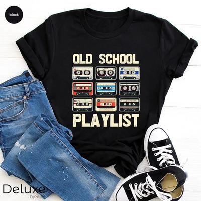 T-shirt Imprimé Musique Rétro Années 90 Old School Manches Courtes Décontracté Printemps & Été, Vêtements pour Femmes basiques décontractés Col rond