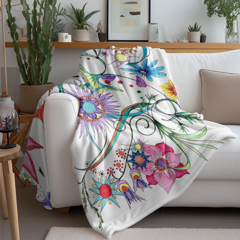 Aquarell-Blumenmuster-Decke Kinder Teenager Mädchen Jungen Bettwäsche Überwurf Sofabezug Dekorative Steppdecke Geschenk
