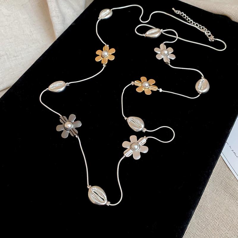 Sliver Color Hollowed-Out Five-Pointed Star Long Double-Layered Necklace For Women Temperament Personality Sweater Chain