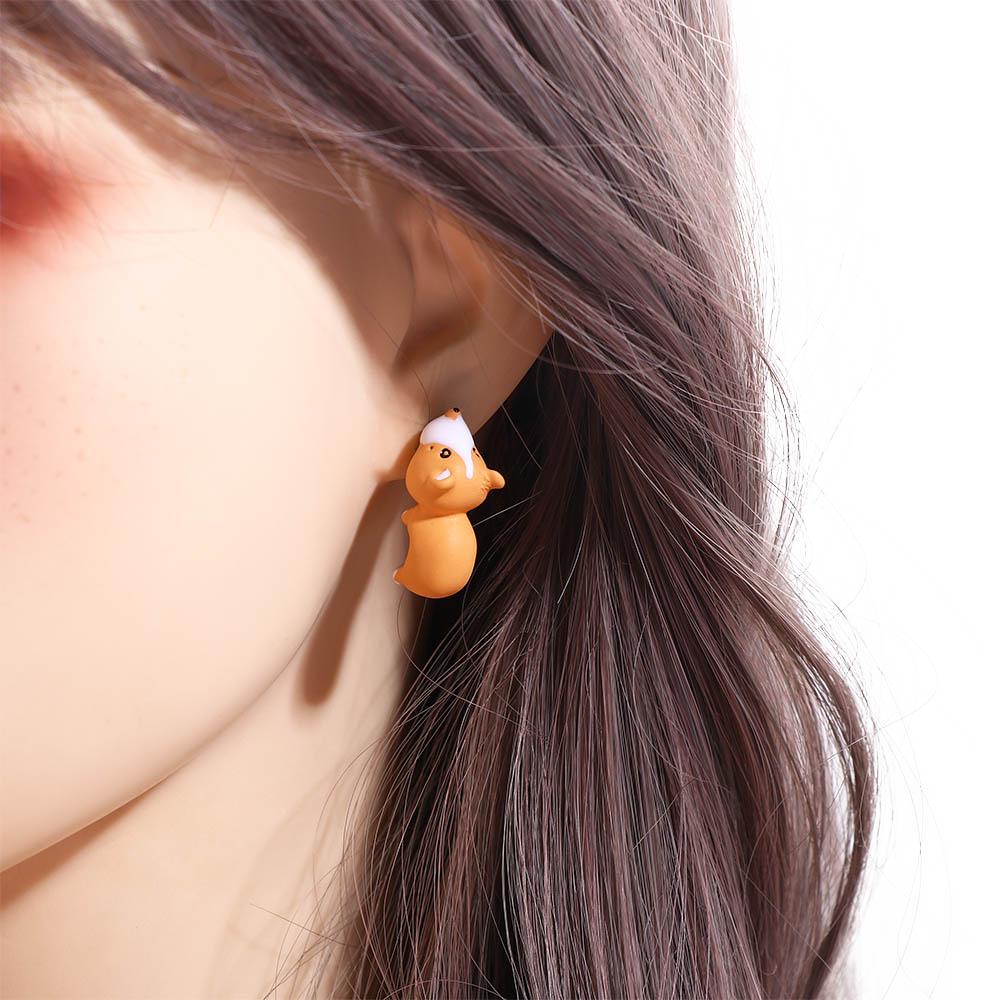 Shark Pig Temperament Women Jewelry Korean  Earrings Cartoon Stud Earrings 3D Animal Bite Earring
