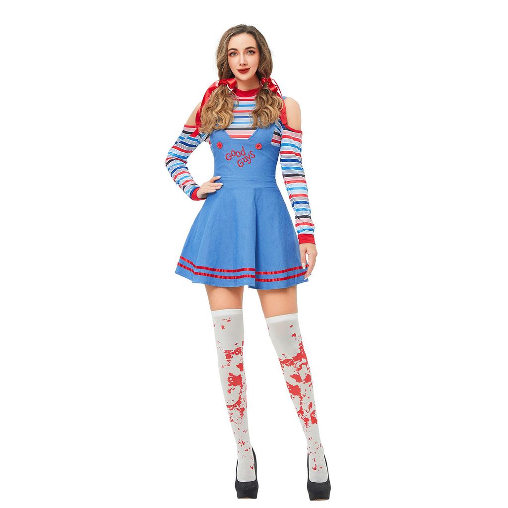Circus Clown Female Costume Halloween Adult Costume Cos Horror Ghost Baby Maid Dress Revival Doll