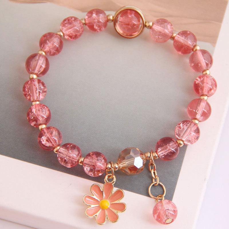 Стильный, простой эластичный браслет из бисера Xiaoxiangfeng Daisy Crystal Bead, браслет из смолы красный