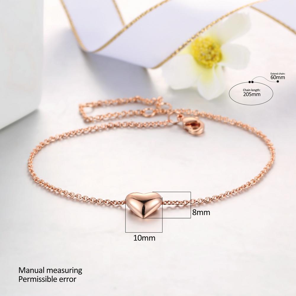 Love Cute Metal Heart Chain Necklace & Pendant For Women/Female Rose Gold Simple Jewelry Gift DWN099