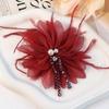 Organza Flower Accessories Crystal Tassel Detail Flower DIY Headdress Part Glitter Crystal Inlay Hair Decor Hair Crown Making