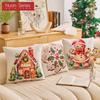 1PC Nuan Series Christmas Pillowcase Gingerbread Santa Claus Pattern Printed Soft Cushion Cover for Sofa Living Room Bedroom Home Decor Party Decor