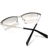 Bliss Leather Silver and Clear Square Rimless Sunglasses for Perfect for a Tough Slightly Tough Metal Thin Half-Rim Men, Look, Tinted, Transparent,