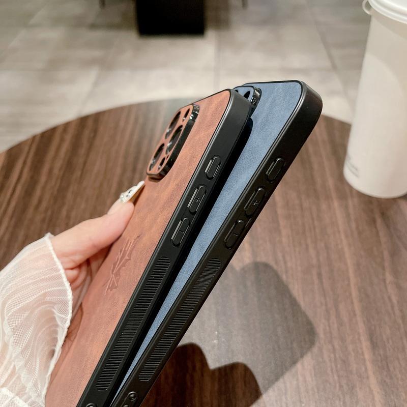 Kryt na telefon s motivem javorového listu, měkký, s šňůrkou, pro iPhone 16 Plus 15 Pro 14 Pro Max 13 12 11, jednobarevný, kožený, nárazuvzdorný, tenký, matný zadní kryt