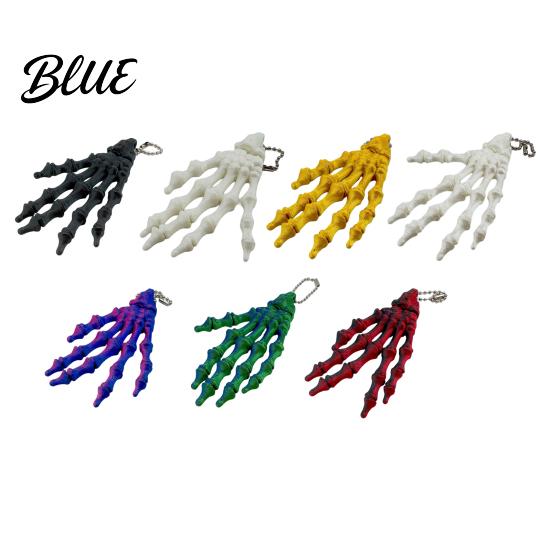 Skeleton Hand Charm Keychain with Hanging Chain 3D Printed Ornament Movable Keychain Joint Design Skull Palm Stress Relief Toy for Halloween