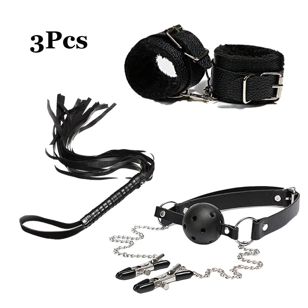 Zestaw Damskich Kajdanek Seksualnych  Ograniczenia BDSM Bicz Eроtyczny Zaciski na Sutki Kagańce Kajdanki Fetysz Dla Dorosłych Par Gry Seksualne SM
