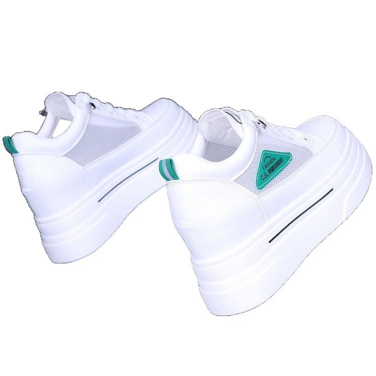 2025 summer little white shoes thin women's shoes inner height increase 8cm mesh breathable hollow casual sports net shoes ins tide