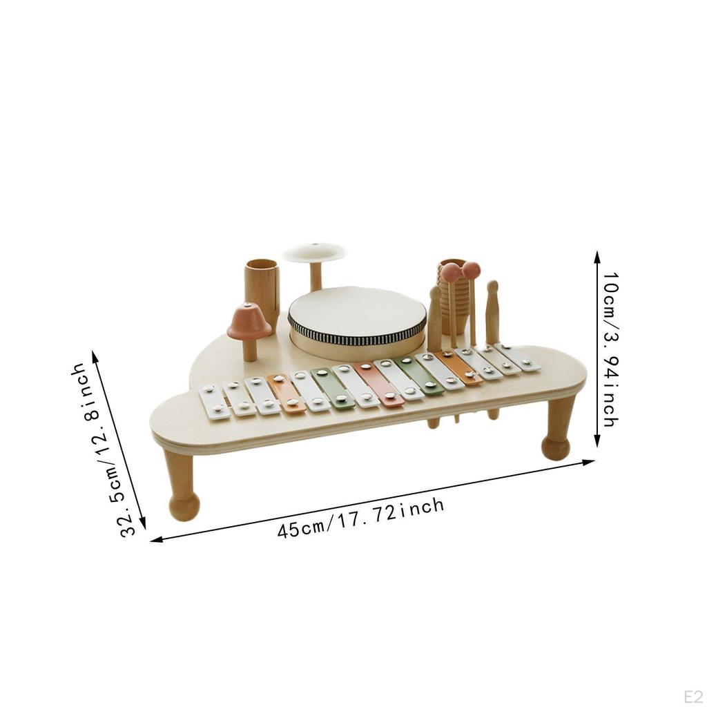 Xylophon Handklopfpiano Holz Stabil Feinmotorik Schlaginstrumente Raumschiff Notenständer