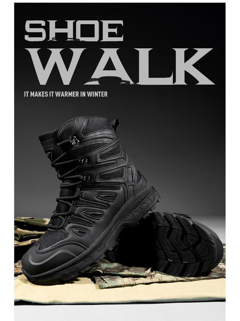 Men's Tactical Breathable Outdoor Combat Boots - Wear-Resistant, Large Size