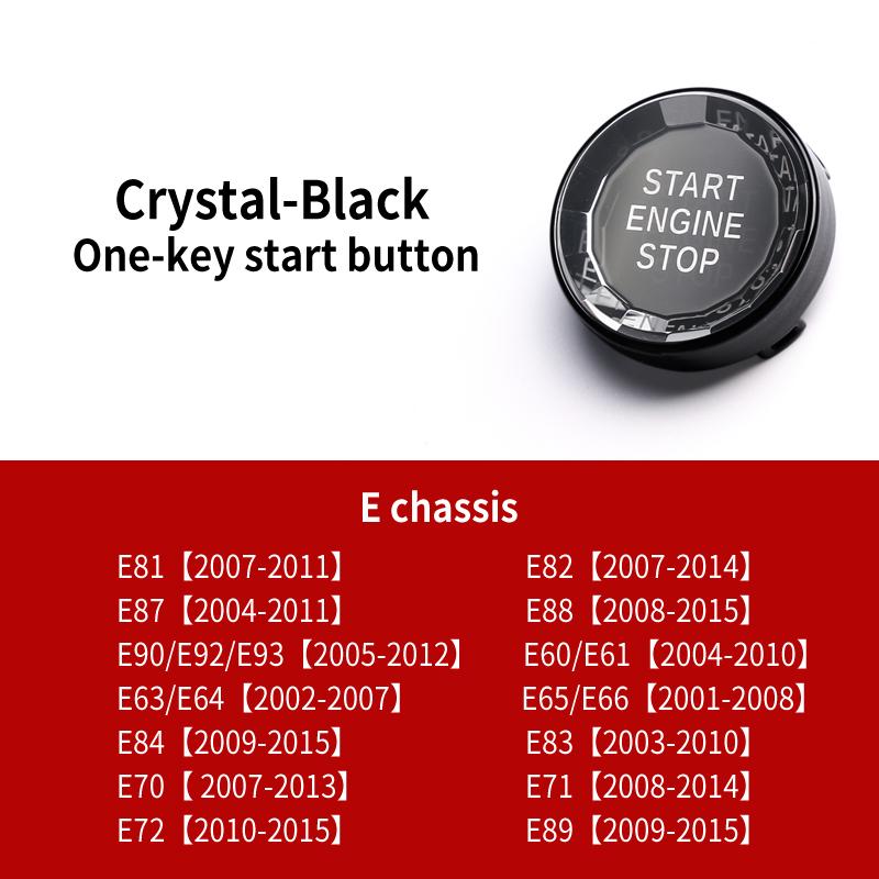 

For BMW E90 E60 F10 F30 F20 G30 E92 E70 E61 F15 F32 F36 E84 E89 F48 Crystal Car Engine Start Stop Switch Button Replace Cover чорний