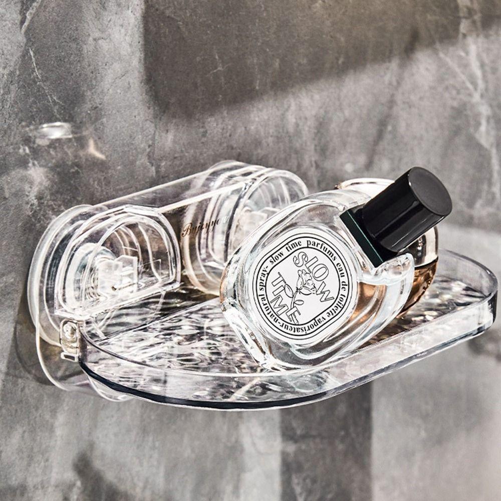 

Plastic Suction Cup Foldable Wall Shelves Punch-Free Router Storage Tray Bathroom