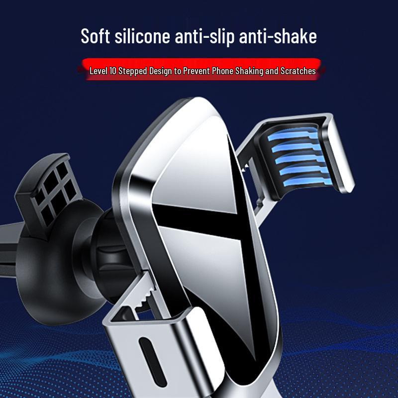 Universelle Dreieck-Schwerkraft-Handy-Autohalterung aus Aluminiumlegierung mit Lüftungsschlitz und Saugnapf.