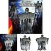 Durable 100cm Halloween Skeleton Hanging Reaper With Realistic Skull And Hood