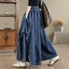 Autumn Winter Plus Size Women Jeans Long Pants Trousers Loose Wide Leg Pants Casual Denim Skirt Pants