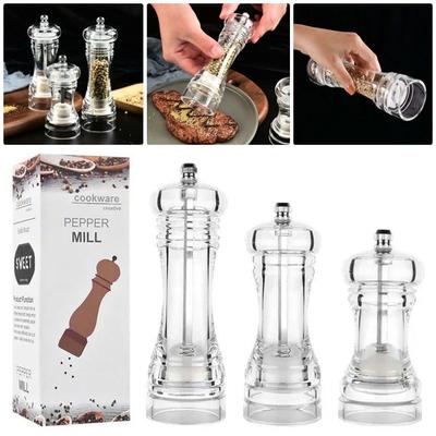 1Pcs New Acrylic Pepper Grinder 4/5/6 Inch Portable Salt Pepper Shakers Ceramic Rotor Seasoning Kitchen Tool