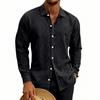 Men's Loose Fit Long Sleeve Shirt Linen Material Button Down Collar Casual Beachwear Comfortable Breathable Summer Shirt