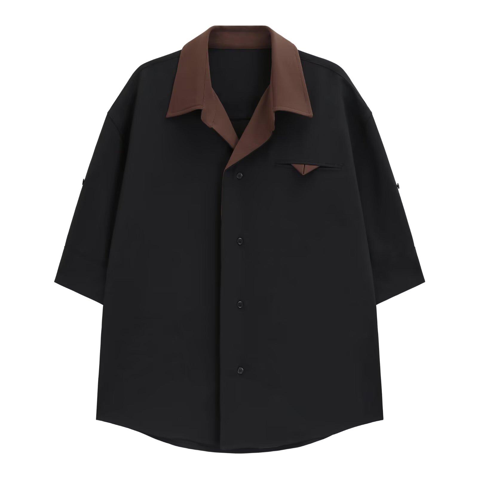 

Ретро рубашка мужская летняя в гонконгском стиле студенческая свободная нишевый дизайн забавная новая мужская одежда топы верхняя одежда L