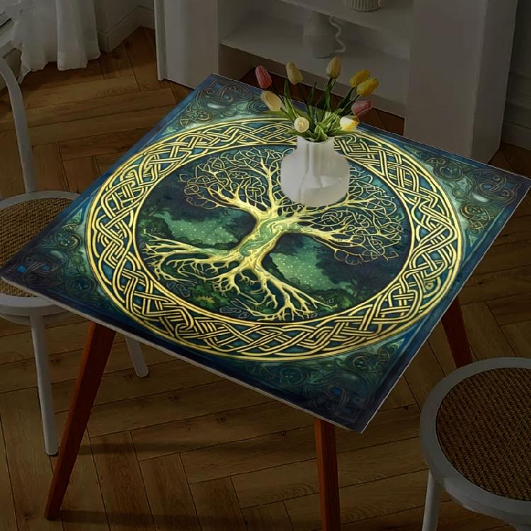 Tree Pattern Astrology Tablecloth Altars Cloth Square Divinations Card Table Cloth Witchcrafts Deck Cloth Enduring