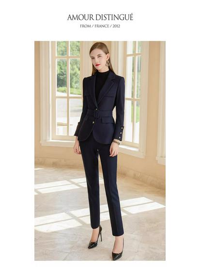 High-End Women's Winter Wool Blend Professional Suit for College Students and Interviews